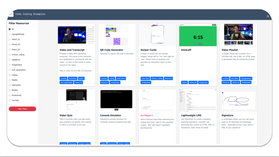 Screenshot of Vibe Coding project showcase
